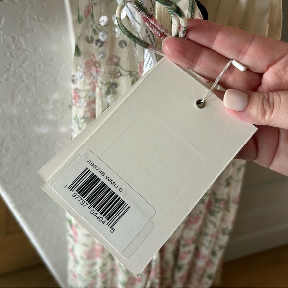 NWT A93746 Anthropologie Mac Duggal Sequined Floral Print Cutout Lace-Up Gown - Picture 7 of 7